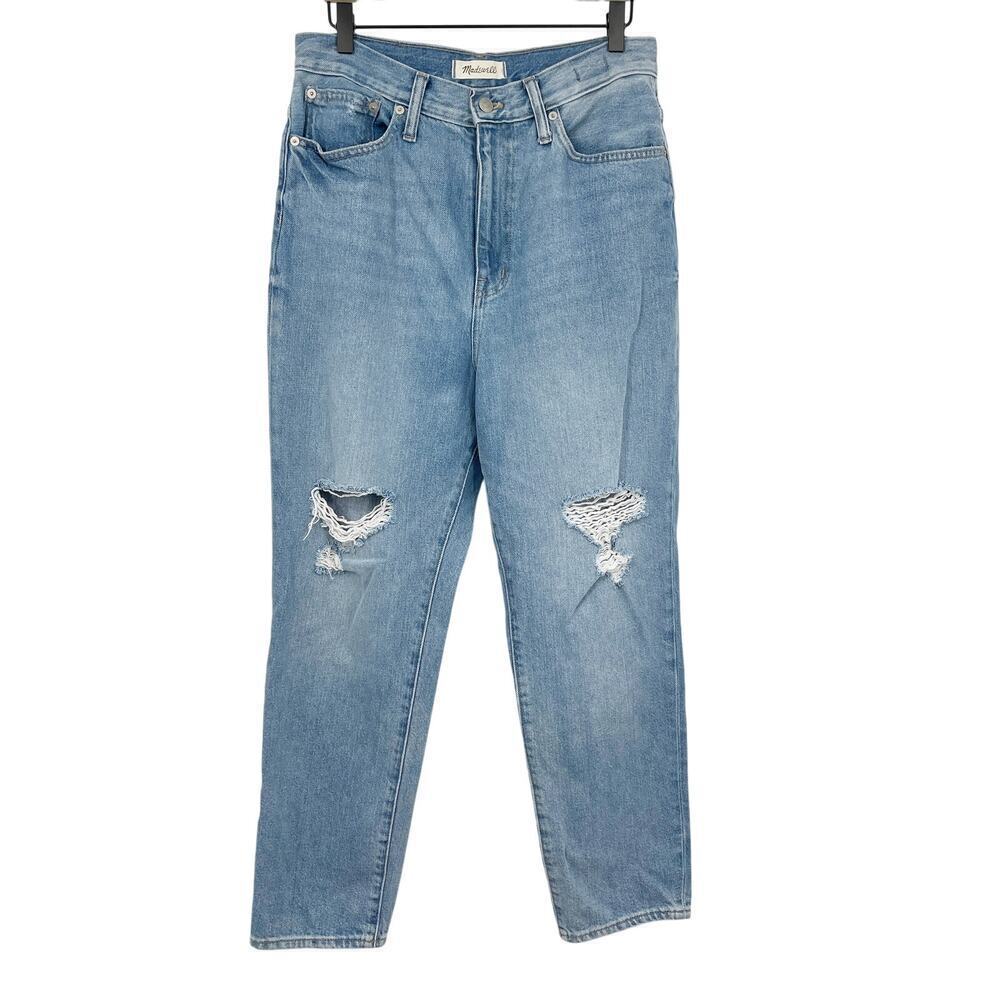 Madewell The Momjean Gilford Wash Ripped Edition Straight Leg High Waist Jean 29 - Picture 5 of 11